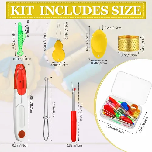 Miniatura 2 de Juego de 26 enhebradores de agujas para máquina de coser a mano, 6 calabazas, 6 pulgares y 6 enhebradores de agujas de pescado, 2 destripadores