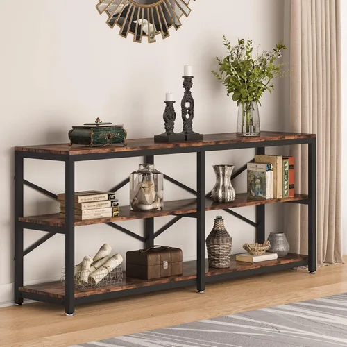 Miniatura 4 de Tribesigns Mesa Consola Extra Larga de 70.9 Pulgadas, Mesa de Sofá Moderna Mesa Detrás del Sofá con Estantes de Almacenamiento, Mesa Industrial de 3