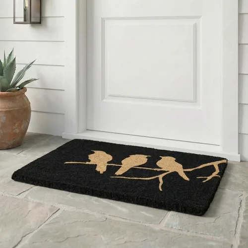 Miniatura 67 de Fab Habitat Felpudo extra grueso, tejido a mano, duradero, fibra de coco natural, entrada, puerta delantera, porche, patio, pájaros en rama, gris