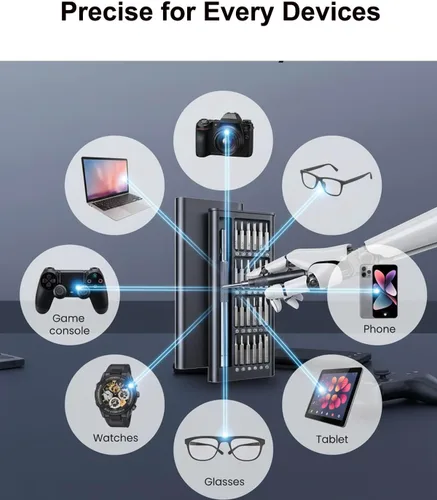 Miniatura 6 de Juego de destornilladores de precisión 24 en 1, kit de herramientas de reparación magnético de acero S2 mejorado para electrónica, iPhone, laptop