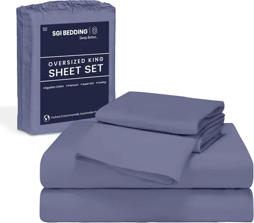 Miniatura 23 de SGI Bedding 108" x 108" Juego de sábanas de 4 piezas de tamaño Alaskan King de 1000 hilos 100% de algodón egipcio - Sábanas de bolsillo profundo