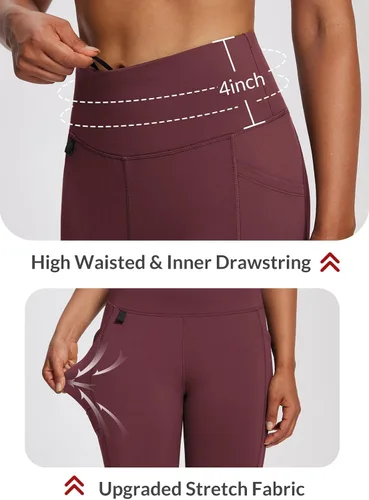 Miniatura 15 de baleaf Leggings con forro polar para mujer, impermeables, pantalones de senderismo de invierno, mallas térmicas para correr, bolsillos