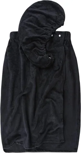 Miniatura 4 de Super Absorbent Quick Dry Spa Bath Wrap Shower Skirt and Hair Drying Turban - 2pc Set (One-Size, Black)