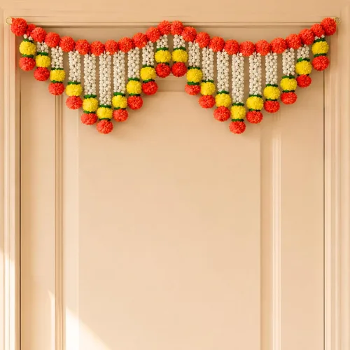 LoveNspire 3 pies de caléndula tuberrose puerta Toran colgante cenefa festival caléndula guirnalda ventana interior exterior decoración Bandarwal