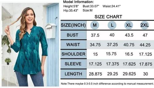 Miniatura 5 de BEPEI Blusas de manga 34 para mujer, cuello en V, camisas de trabajo de negocios