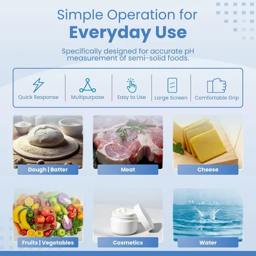 Miniatura 3 de Medidor digital de pH para alimentos, probador de pH profesional con sonda de lanza para masa madre, fermentación, salsa picante, enlatado, queso