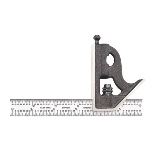 Miniatura 9 de Starrett Escuadra de combinación de acero con cabeza cuadrada - Longitud de hoja de 300 mm, cabezas de hierro fundido, pestillo reversible, punta