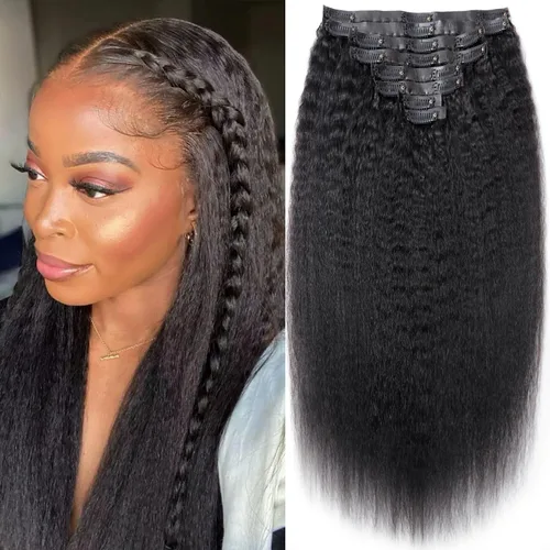 Miniatura 76 de Extensiones de cabello con clip de 12 pulgadas, rizado birmano, negro natural, extensiones de cabello con clip rizado birmano, cabello humano real