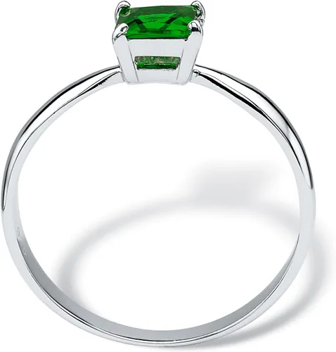 Miniatura 2 de PalmBeach - Anillo solitario de plata de ley con piedra natal de imitación de corte princesa, tallas 4-10