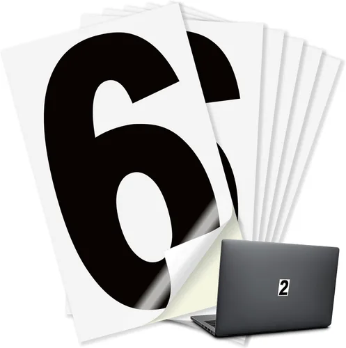 Miniatura 113 de iSYFIX Calcomanías de vinilo negro número 0 (Zero) – Paquete de 6 calcomanías de 1.5 pulgadas – Calcomanías de alta calidad, fondo reflectante