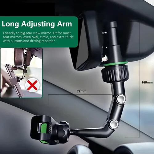 Miniatura 4 de PKYAA Soporte de teléfono para espejo retrovisor para automóvil, rotación de 360°, soporte multifuncional para teléfono y GPS, soporte universal