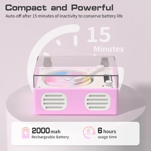 Miniatura 4 de Reproductor de CD portátil de entrada/salida Bluetooth, reproductor de CD retro con altavoces de alta fidelidad, lindos reproductores de CD