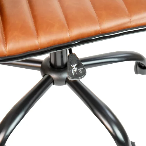 Miniatura 10 de Flash Furniture - Silla de oficina, vinilo marrón, estructura negra, sin reposabrazos, asiento y respaldo acanalados, diseño de respaldo bajo
