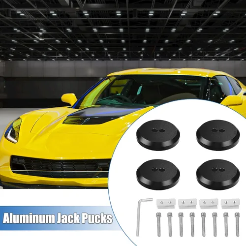 Miniatura 2 de X AUTOHAUX 4 almohadillas de aluminio Jack Pucks para Chevrolet Corvette C5 C6 C7 C8 Z06 ZR1 1997-2021 Jack Lift Pad Jack Lift Pad Adaptador de Negro