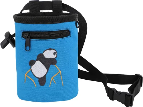 Miniatura 2 de AMC Bolsa de tiza bordada de panda escalada en roca con bolsillo con cremallera