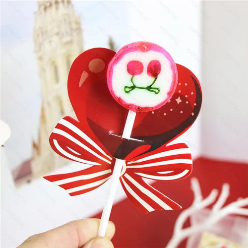 Miniatura 3 de AUOCATTAIL 100 tarjetas de papel de piruleta para el día de San Valentín, diseño de corazón rojo, piruleta, tarjetas de papel decoradas, tarjetas