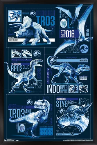 Miniatura 8 de Trends International Jurassic World: Fallen Kingdom - Póster de pared con cuadrícula, 14.725 x 22.375 pulgadas, versión enmarcada de madera