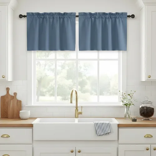 Miniatura 48 de NICETOWN Cenefas de Ventana Opacas con Aislamiento Térmico para Guardería - Paneles de Cortina con Bolsillo para Barra de Decoración del Hogar