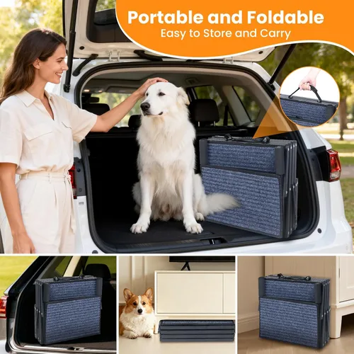 Miniatura 6 de Escaleras para perros para automóvil, 42 x 17 pulgadas, escaleras extra anchas para perros grandes de hasta 250 libras, escaleras portátiles