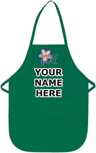 Miniatura 11 de Delantal personalizado de color rosa intenso para niños, con diseño de bordado de flores de mamá niña, tela de sarga de poliéster/algodón, extra