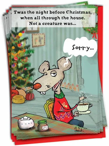Miniatura 10 de NobleWorks 12 Divertidas Tarjetas de Felicitación de Navidad en Caja a Granel con Sobres de 5 x 7 Pulgadas (1 Diseño, 12 de Cada Una) Santa's Senior