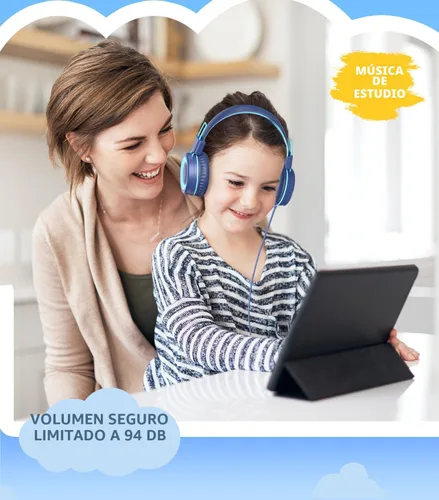 Miniatura 4 de Bywulanda Auriculares USB Tipo C Mejorados para Niños para la Escuela, Volumen Seguro Limitado de 94dB, Sonido Estéreo HD, Auriculares Plegables