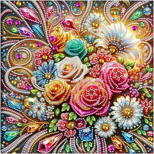 FHBUBPUP Kits de Pintura de Arte de Diamantes de Flores para Adultos, Arte de Diamantes de Forma Especial 5D para Principiantes, Arte de Gemas