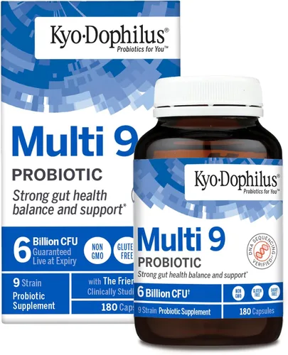 Kyolic Kyo-Dophilus Multi 9 Probiótico, fuerte equilibrio de la salud intestinal y apoyo*, 180 cápsulas