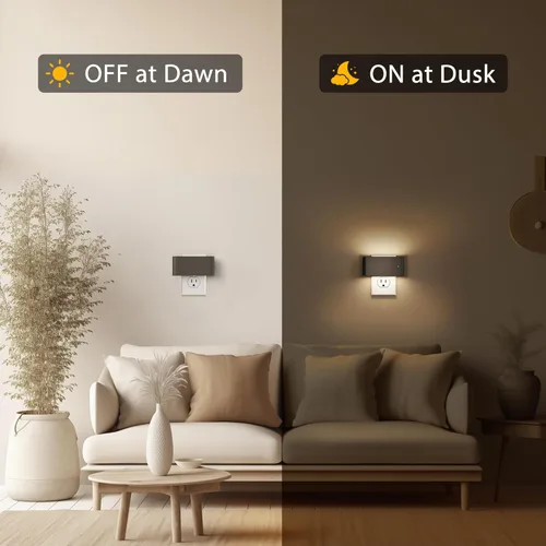 Miniatura 4 de Briignite Luces nocturnas enchufables a la pared, paquete de 2, luz nocturna LED con sensor de luz del atardecer al amanecer, enchufe de luz