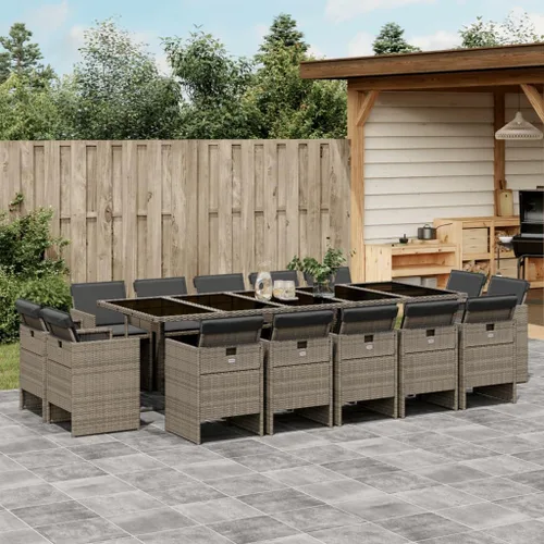 Miniatura 25 de 9 Piece Patio Dining Set with Cushions Black Poly Rattan Outdoor Furniture Set for Garden Backyard Balcony Porch