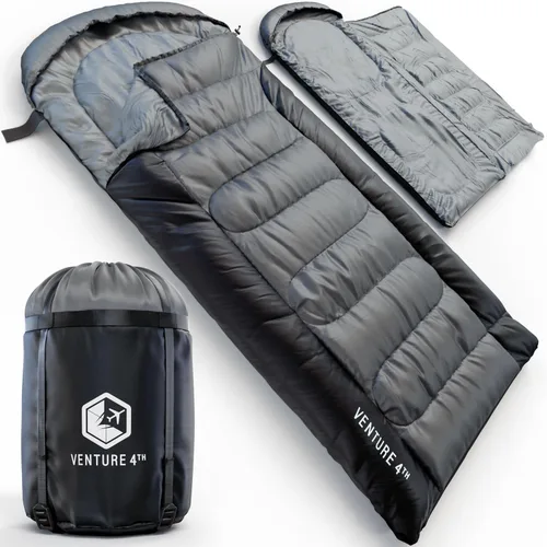 Miniatura 10 de VENTURE 4TH Saco de dormir para mochileros – XXL, tamaños dobles e individuales – Saco de dormir ligero para clima cálido y frío para adultos, niños