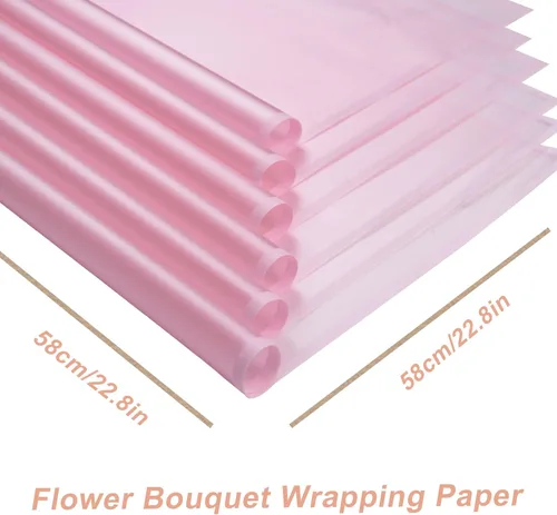 Miniatura 4 de VOWOVOSDAY 20 piezas de papel de regalo de flores rosas, papel de regalo de ramo de flores, papel de regalo floral, impermeable, material de Z- Rosa