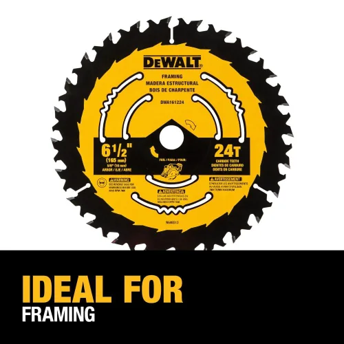 Miniatura 3 de DEWALT Hoja de sierra circular, 6 1/2 pulgadas, 24 dientes, para estructura (DWA161224)
