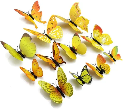 Miniatura 4 de Amaonm - 120 calcomanías de pared de mariposas en 3D, 10 colores, removibles, bricolaje, calcomanías de pared para habitación de niños y niñas