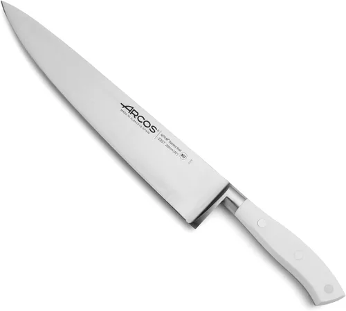 Miniatura 24 de Arcos Cuchillo forjado dentado de acero inoxidable de nitrum de 5 pulgadas y hoja de 5.118 in. Mango ergonómico POM de polioximetileno. Serie Blanco