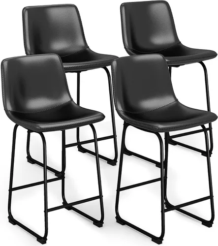 Miniatura 25 de YaFiti - Juego de 2 sillas de comedor de 18 pulgadas, sillas modernas tapizadas para comedor con cojines de piel sintética y patas de metal, silla