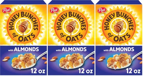 Miniatura 20 de Honey Bunches of Oats Cereal de desayuno con almendras, cereal de almendras con miel con racimos de avena y granola, caja de 12 onzas