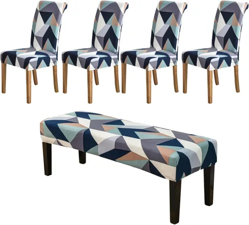 Miniatura 27 de HAOYONG Funda para Silla de Comedor con Estampado, Funda Desmontable Lavable para Silla Parsons, Protector de Asiento Desmontable para Comedor, 15