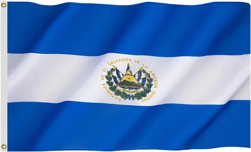 Bandera de El Salvador de 10 x 15 pies, color vivo, todo clima, banderas nacionales salvadoreñas de doble costura, banderas de poliéster con anillo