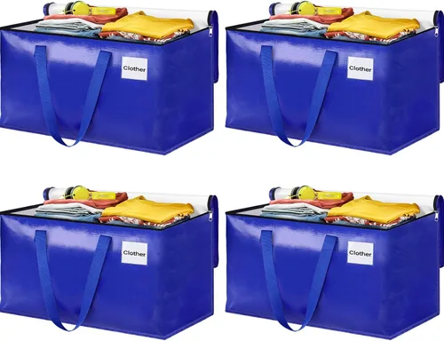 Miniatura 13 de Bolsas de mudanza extra grandes, bolsas de almacenamiento con asas de estudio y cremalleras resistentes, suministros de mudanza para mudanza