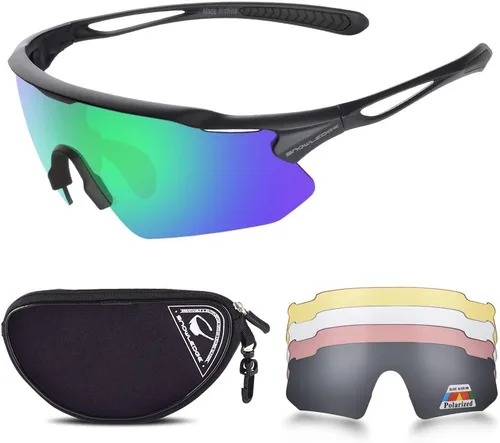 Miniatura 15 de Gafas de ciclismo, lentes deportivos polarizados con marco irrompible TR90, anti-UV400 A #GunGrey-Grey a base de lentes REVO IceBlue