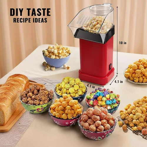 Miniatura 5 de Palomitas de maíz de aire caliente, mini máquina eléctrica de palomitas de maíz, sin aceite, hasta 8 tazas en minutos, bandeja de medición