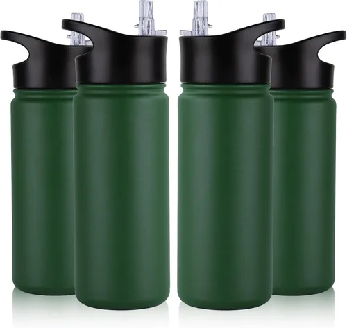 Miniatura 59 de Botella de agua aislada de 64 onzas con tapas de pajita y boquilla, jarra de agua de acero inoxidable de medio galón con mango de paracord, vacío