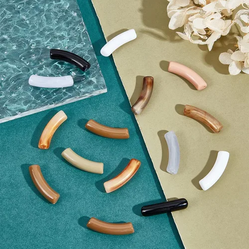 Miniatura 8 de PH PandaHall 80 cuentas de tubo de acrílico opaco, cuentas curvadas de fideos deslizantes, cuentas espaciadoras, cuentas sueltas de tubo largo