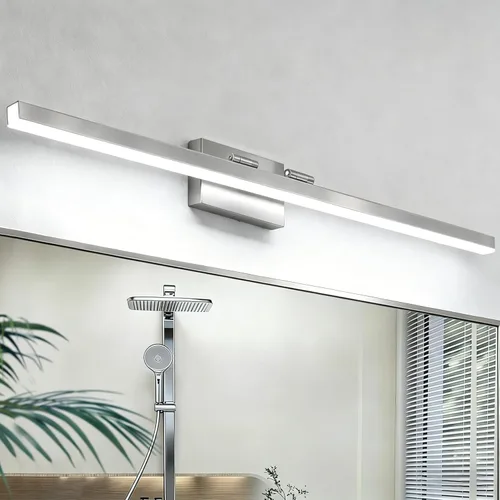Miniatura 11 de IZORRO Moderna lámpara de tocador de baño de 16 pulgadas, giratoria, 12 W, regulable, lámpara LED sobre el espejo, barra de luz negra para tocador