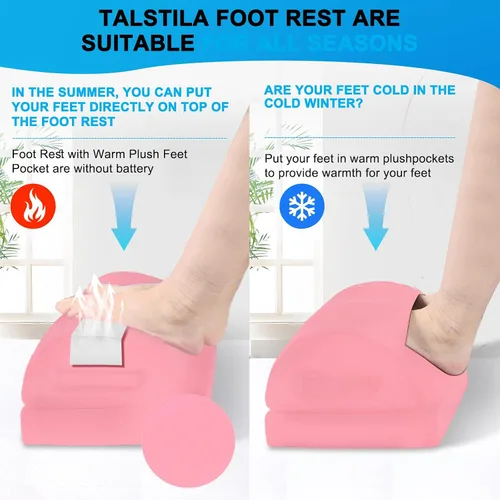 Miniatura 5 de TALSTILA Reposapiés para debajo del escritorio en el trabajo, reposapiés ergonómico de 3 alturas ajustables, reposapiés con bolsillo cálido