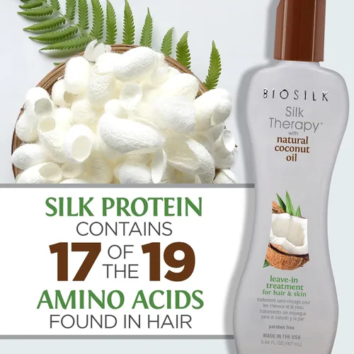 Miniatura 6 de Biosilk Terapia de Seda con Aceite de Coco Natural Tratamiento Sin Enjuague, Ayuda a Controlar el Encrespamiento y los Cabellos Sueltos, Sin
