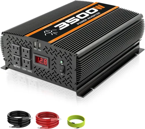 Miniatura 8 de Inversor de corriente para automóvil, tasa de inversor de 500 W/pico de 1000 W DC12V a CA 110 V RV inversor con 2 salidas de CA y 2 puertos USB
