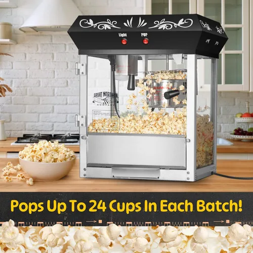 Miniatura 3 de Great Northern Popcorn - Máquina para hacer palomitas de maíz, 6 onzas, con hervidor de acero inoxidable de 640 W, cajón de viejas sirvientas