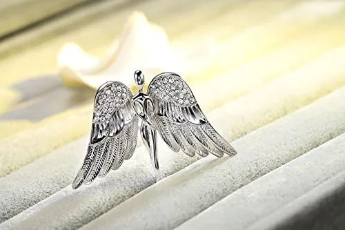 Miniatura 3 de Broche con diamantes de imitación de ángel de la guarda en tono plateado, rhinestone Cristal NA